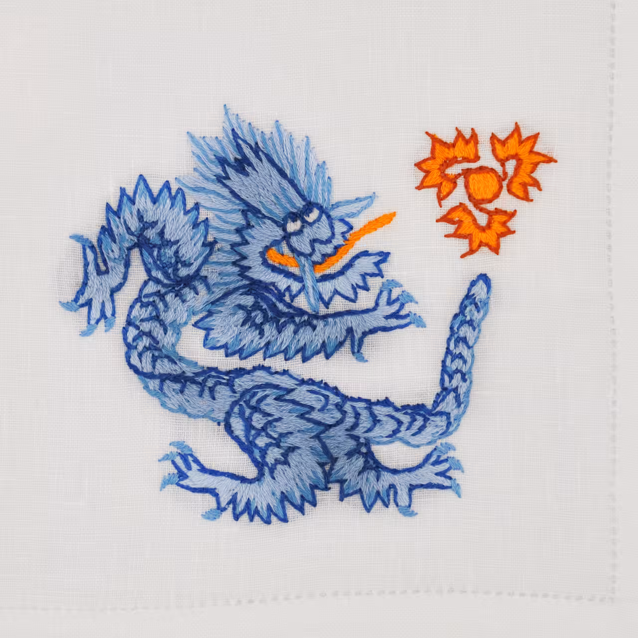 Stickerei Drachen blau