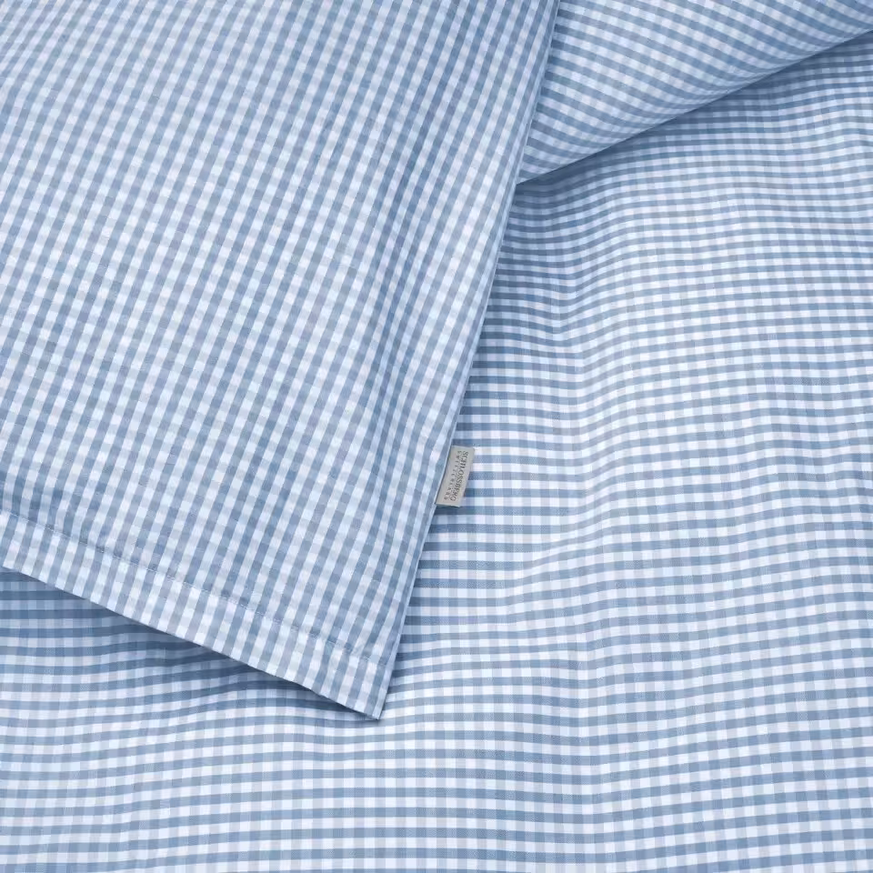 Bettwäschegarnitur Andrin blau weiß kariert Detail