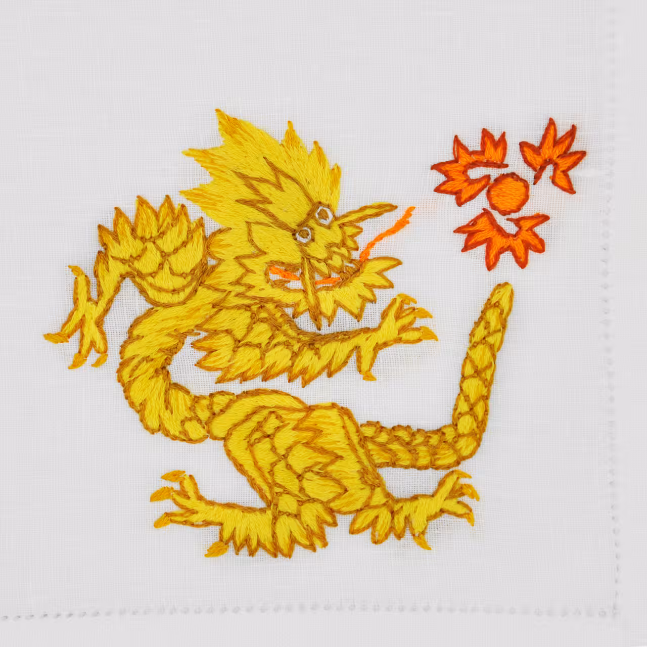 Stickerei Drachen gelb