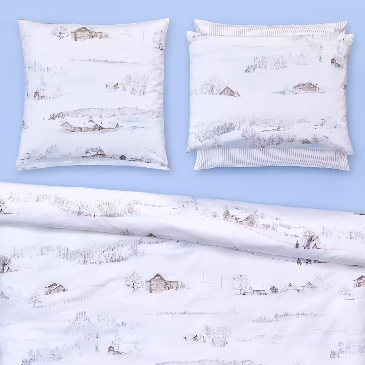 Bettwäschegarnitur White Season Winterlandschaft auf weiß