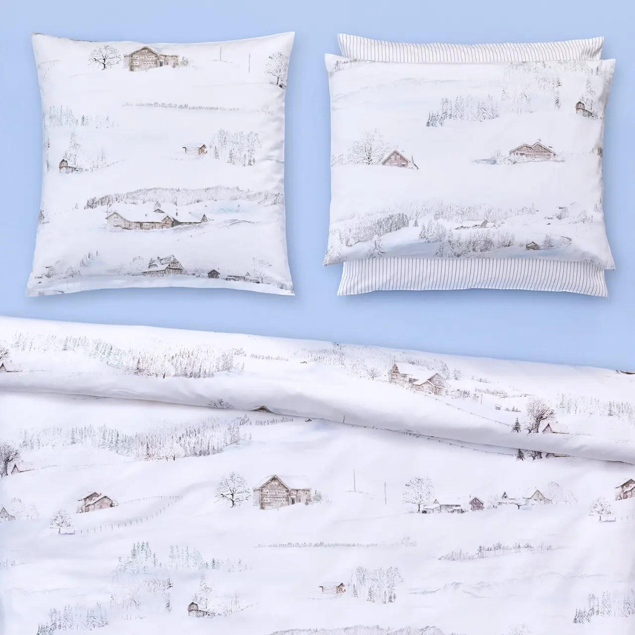 Bettwäschegarnitur White Season Winterlandschaft auf weiß