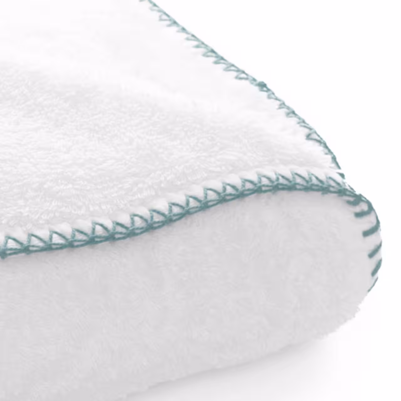 towel, bath, white, turquoise-stitch, cotton, 