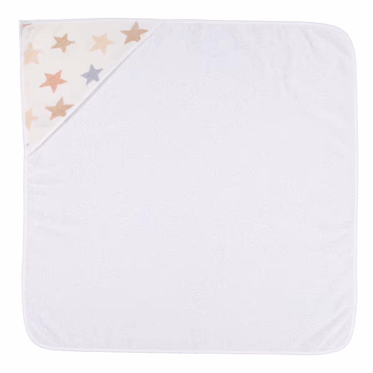 Kapuzentuch Stars+Stripes weiß mit braunen und silbernen Sternen