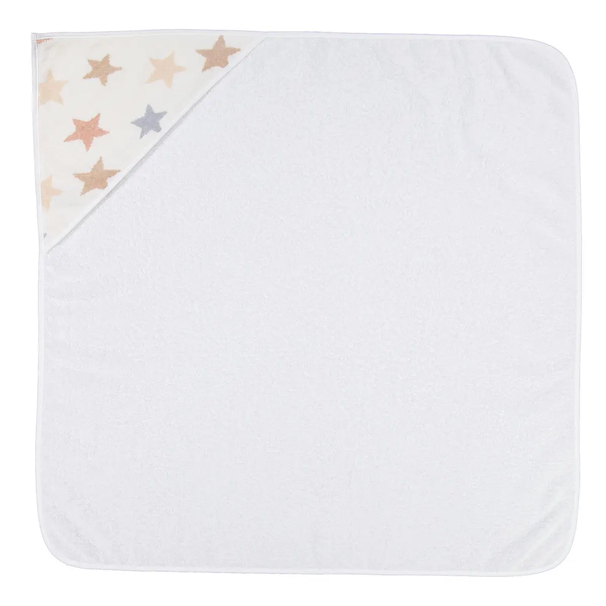 Kapuzentuch Stars+Stripes weiß mit braunen und silbernen Sternen