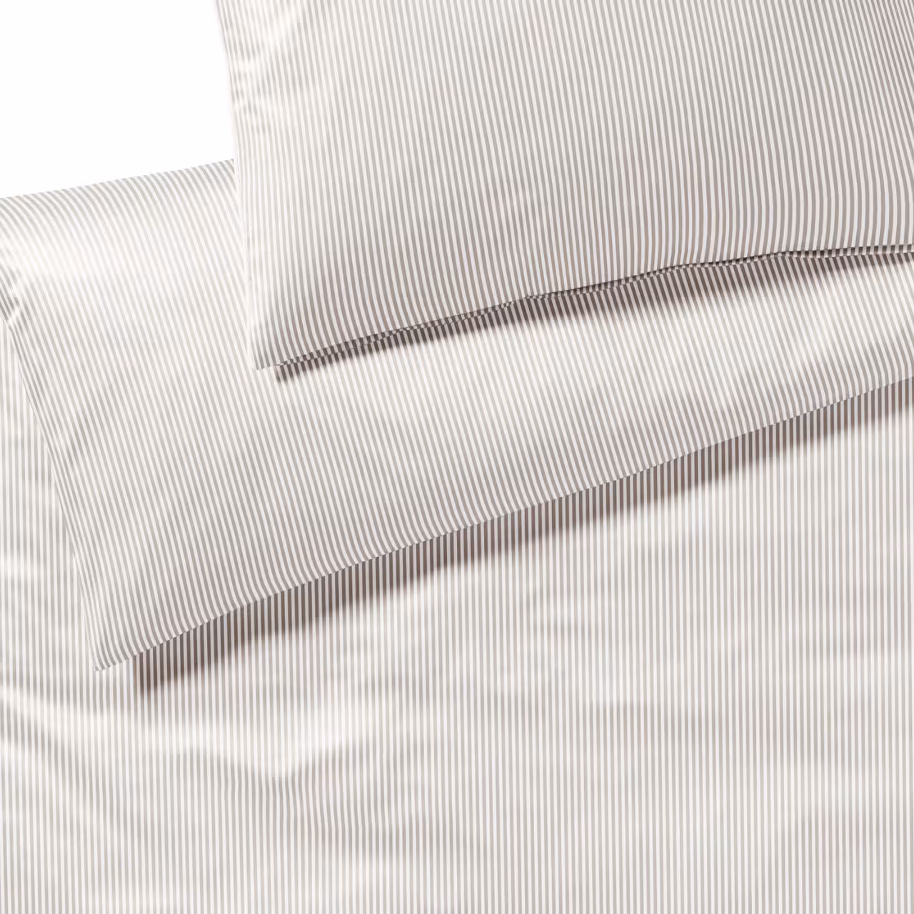 Bettwäschegarnitur beige weiß gestreift Detail
