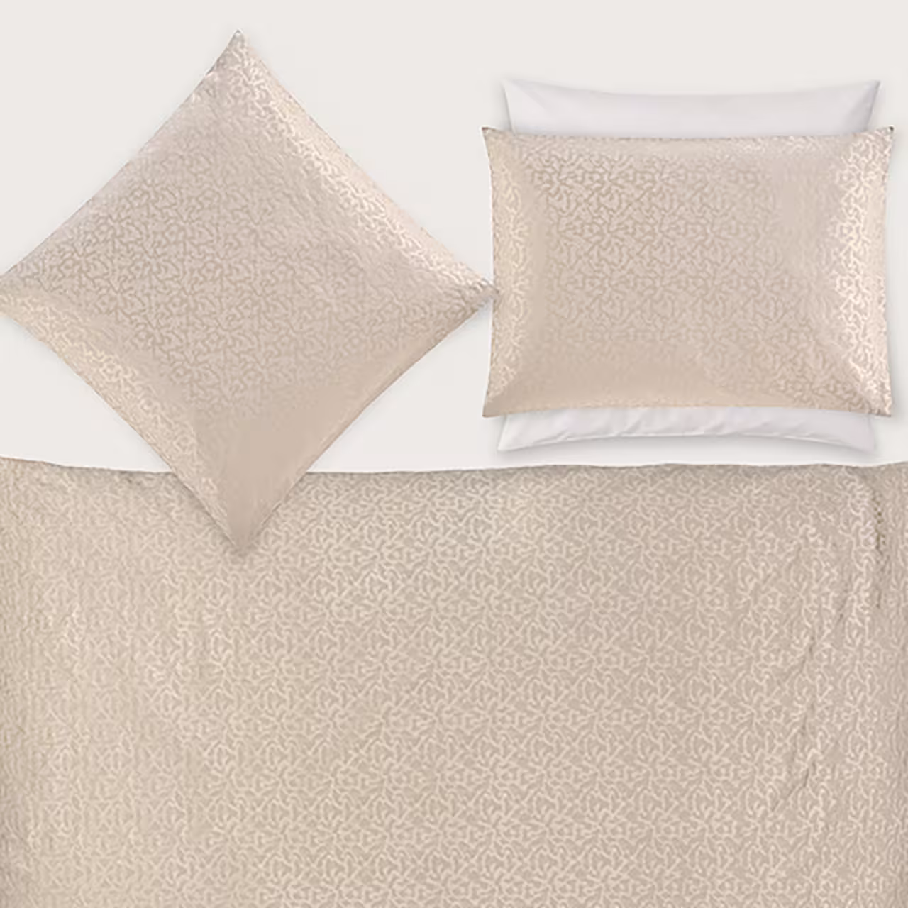 Bettwäsche, Kissenbezug, Leinenstruktur, Beige, Muster, 