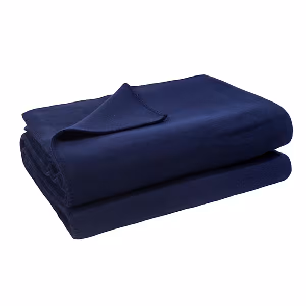 Decke, Flauschdecke, Nachtblau, Stoffdecke, Bettdecke, Fleecedecke dunkelblau gefaltet