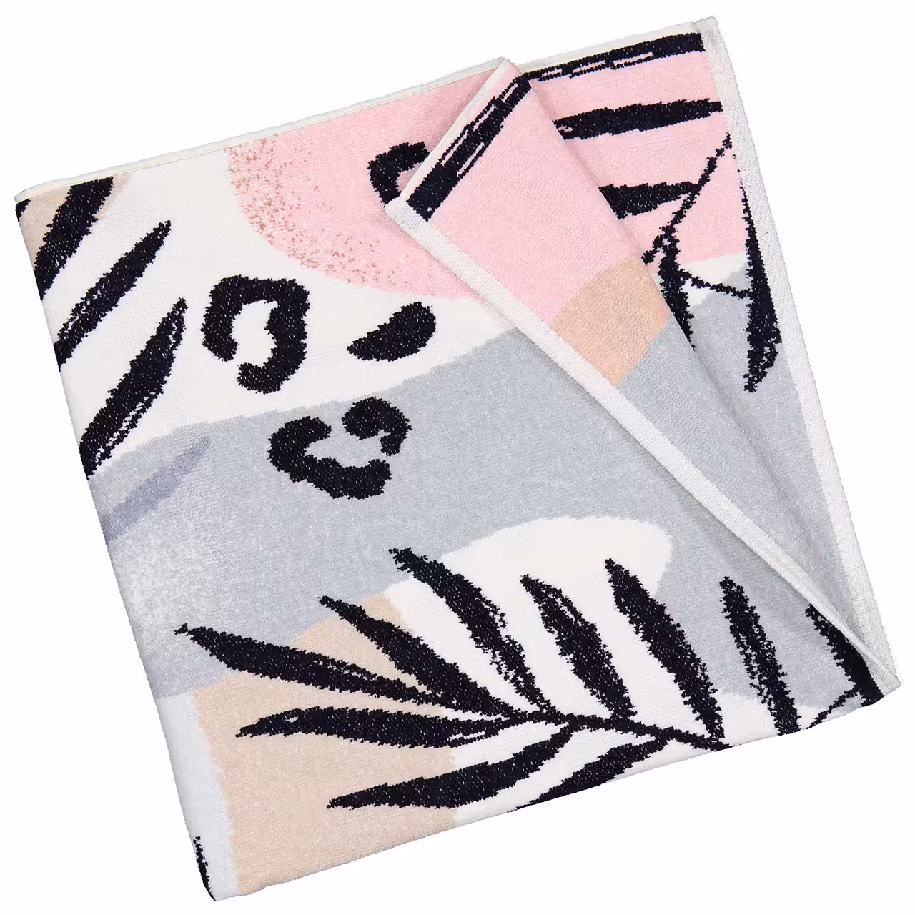 Chenilletuch Stay Wild rosa und beige gefaltet mit abstraktem Muster