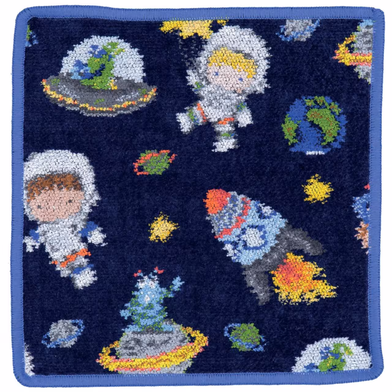 Chenilletuch Galaxy blau bunt quadratisch