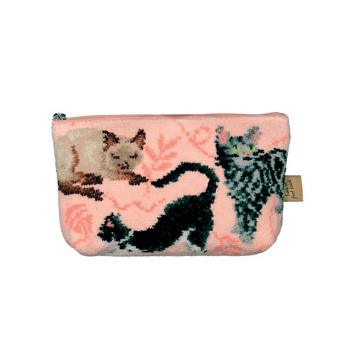 Tasche, Pouch, Zipp, Giraffen Muster, Pfirsich Rosa, 