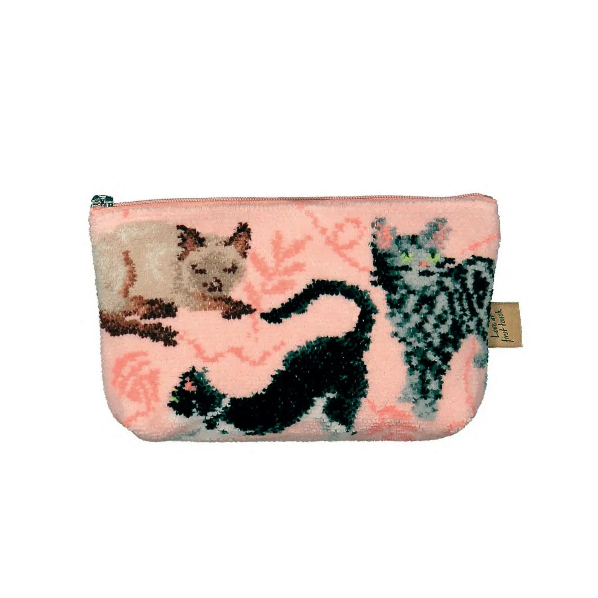 Tasche, Pouch, Zipp, Giraffen Muster, Pfirsich Rosa, 