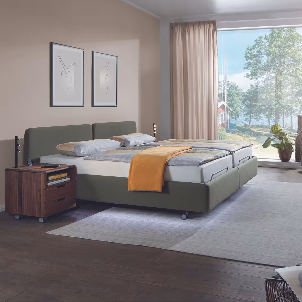 Komfortbett Cortina grün in Schlafzimmer