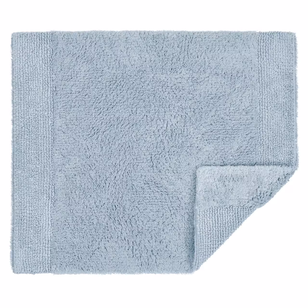 Badezimmerteppich, Hellblau, Frottee, Rechteckig, Strukturierte Bordüre, 
