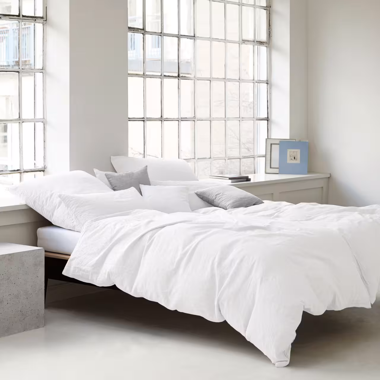 Pure Bettwäschegarnitur weiß in Schlafzimmer 