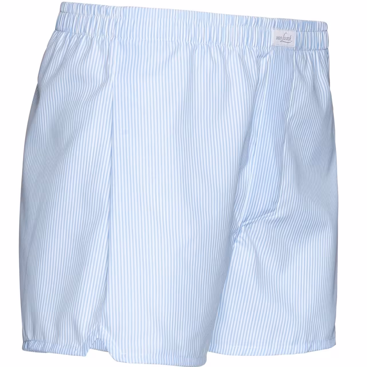 Boxershorts hellblau weiß gestreift auf weiß seitlich