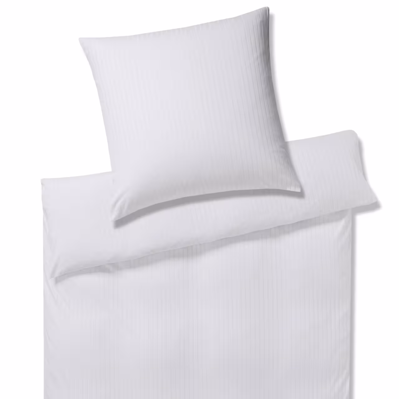 Bettwäsche Garnitur Solid Jersey weiß mit Streifen Draufsicht