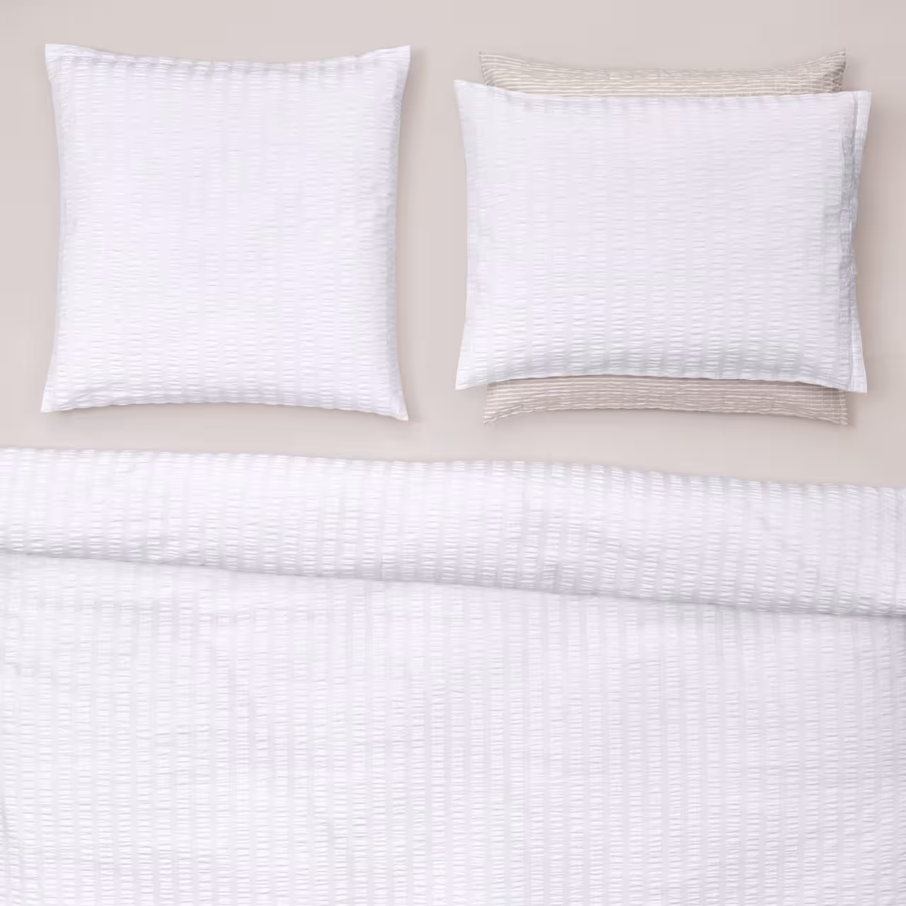 Bettwäsche Garnitur Twist weiß und beige 