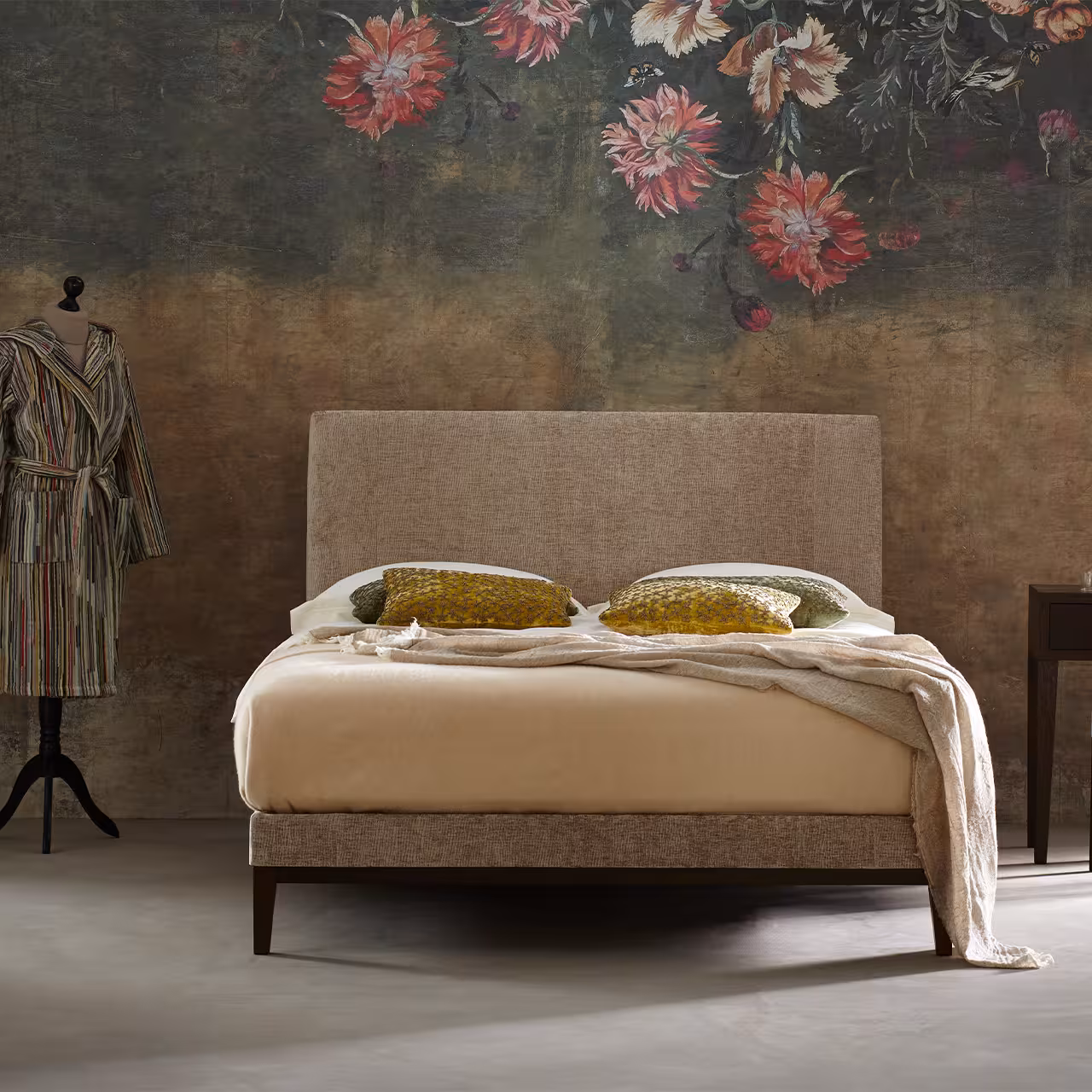 Bett Complete Zara beige in Schlafzimmer