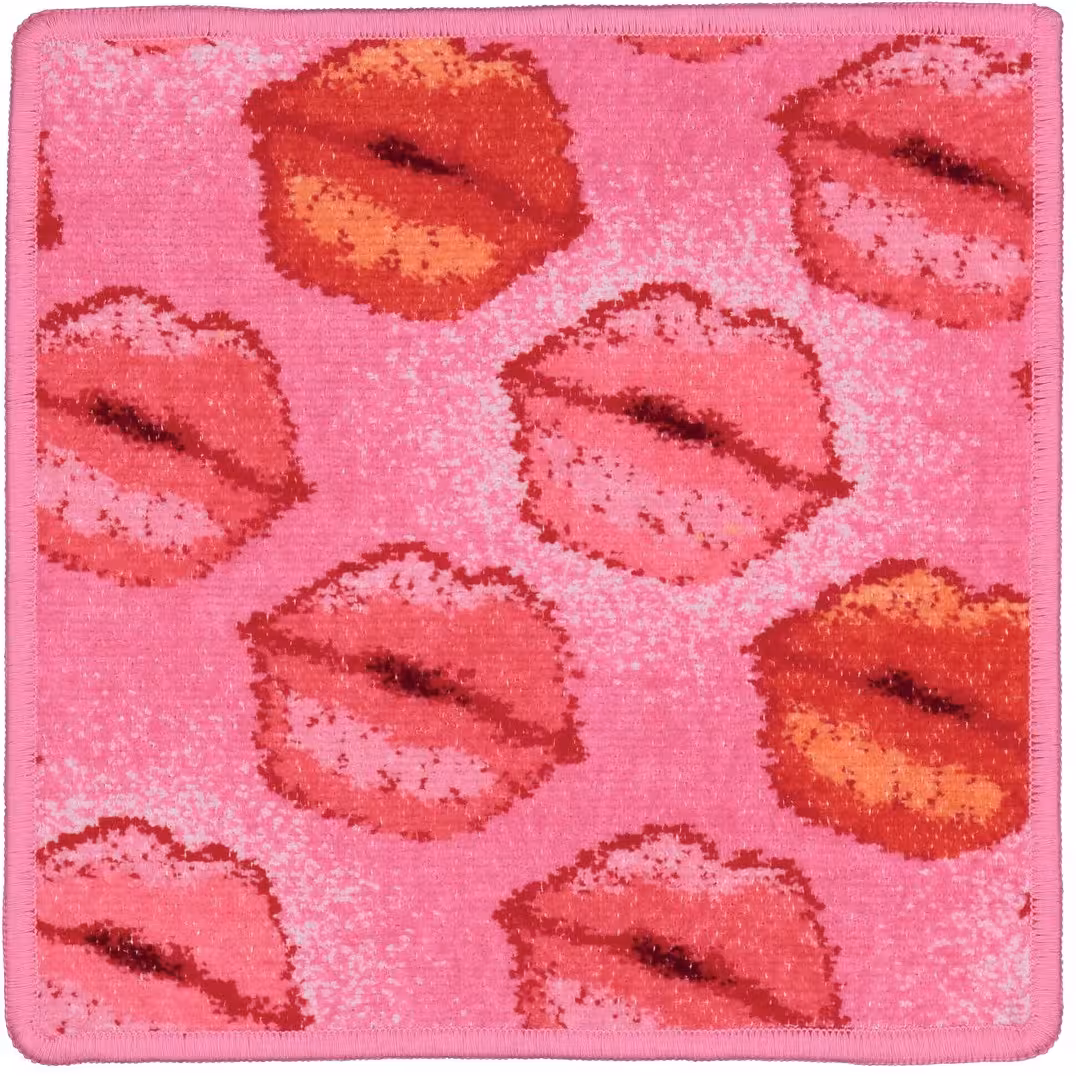Chenilletuch Kiss Me pink und rot quadratisch