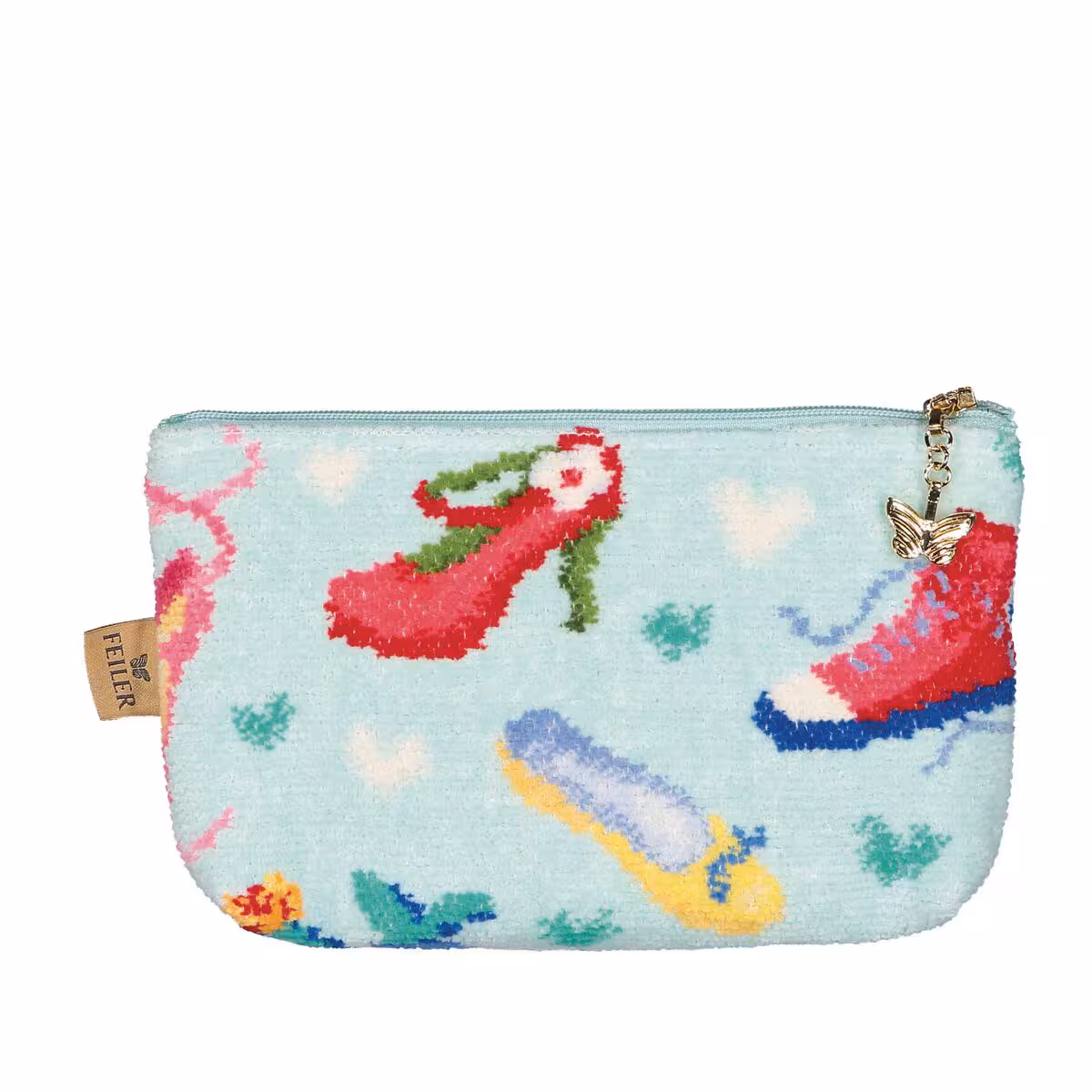Kosmetiktasche, Beutel, Reißverschluss, Muster, Hellblau, 