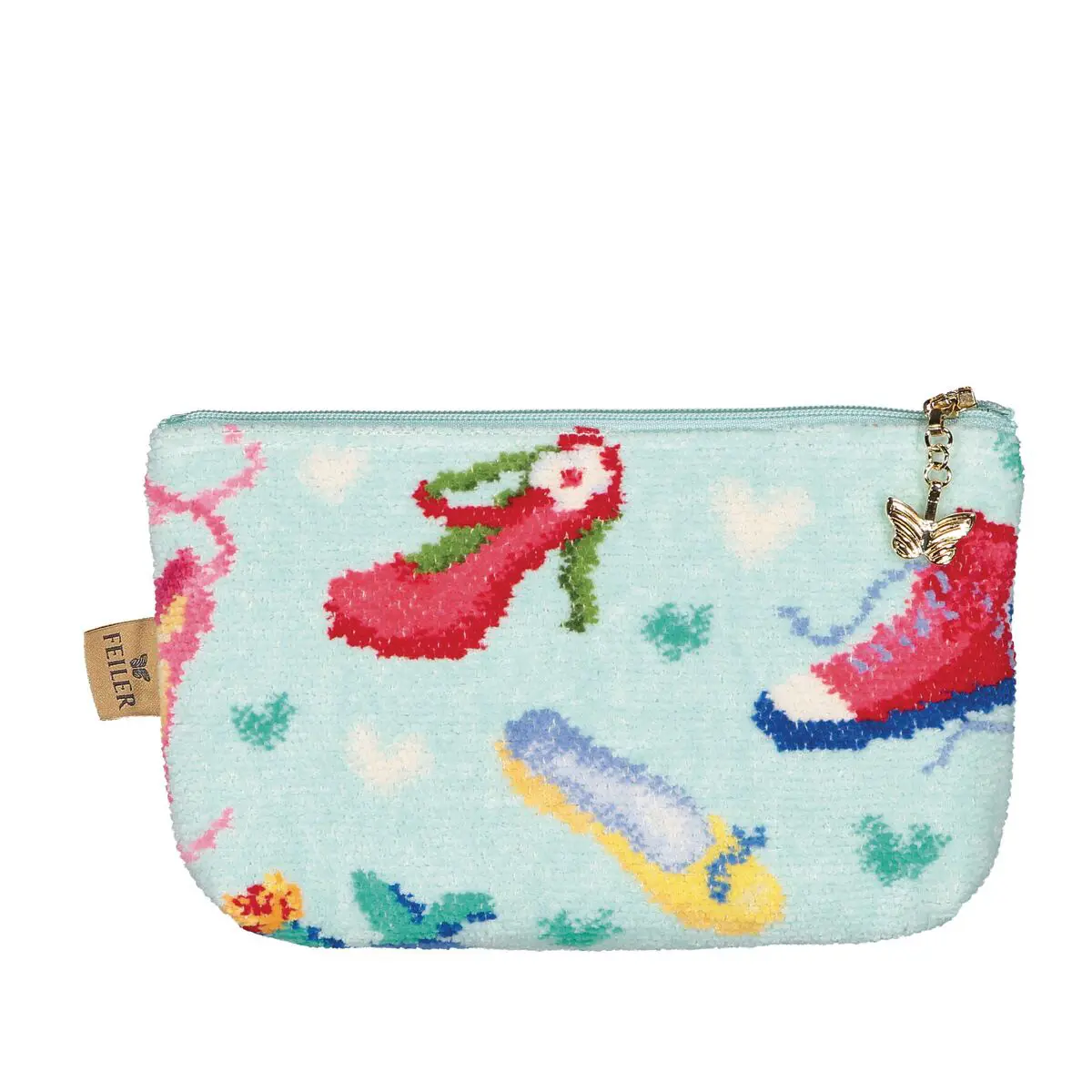Kosmetiktasche, Beutel, Reißverschluss, Muster, Hellblau, 