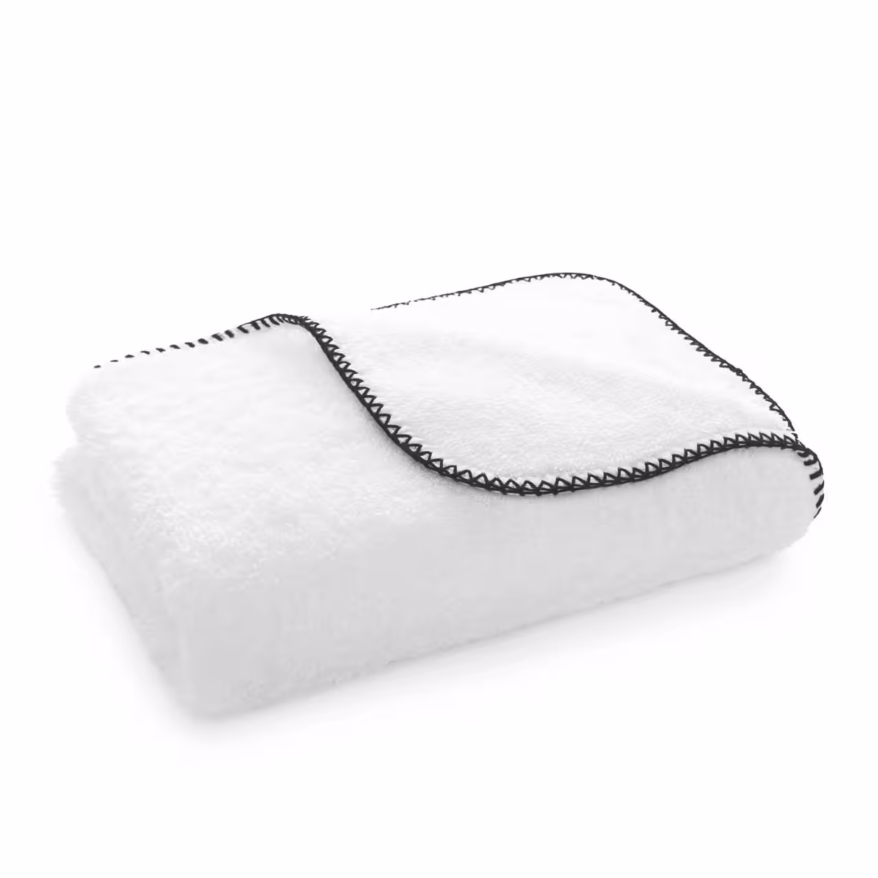 Tuch, Waschlappen, Frottee, Schwarznaht, Weiß, 