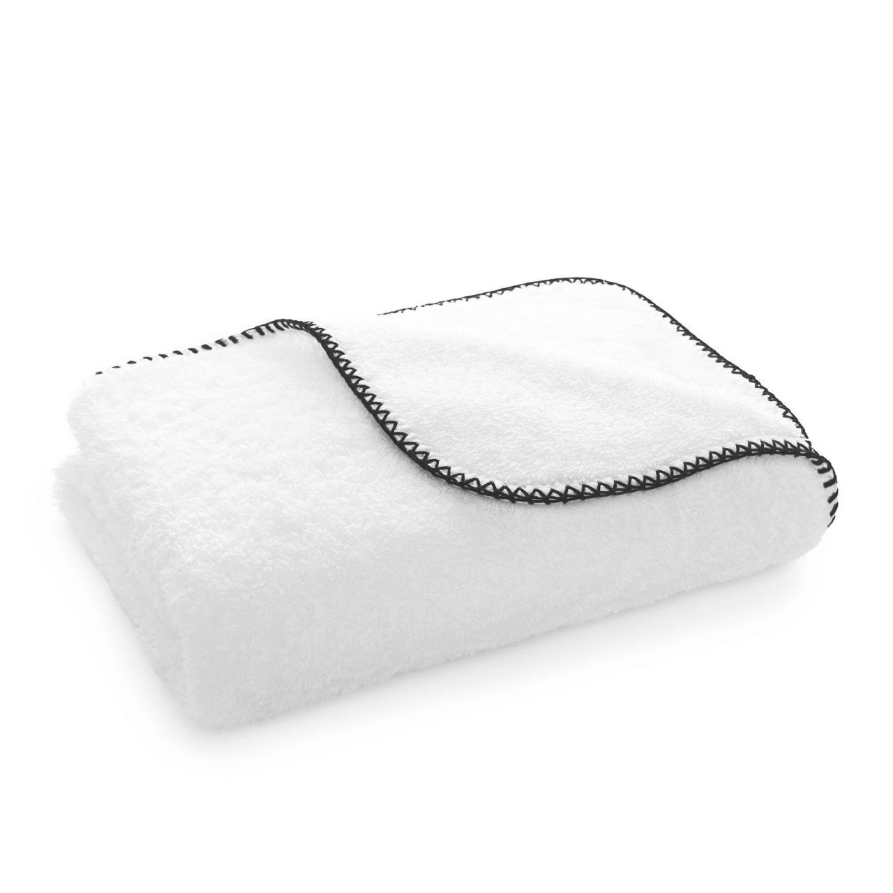 Tuch, Waschlappen, Frottee, Schwarznaht, Weiß, 