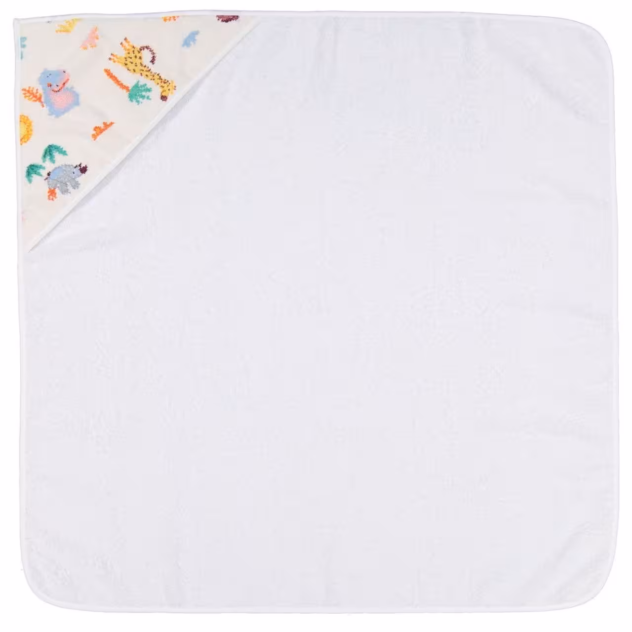Chenilleserie Wild Safari creme mit bunten Tiermotiven  Kapuzentuch
