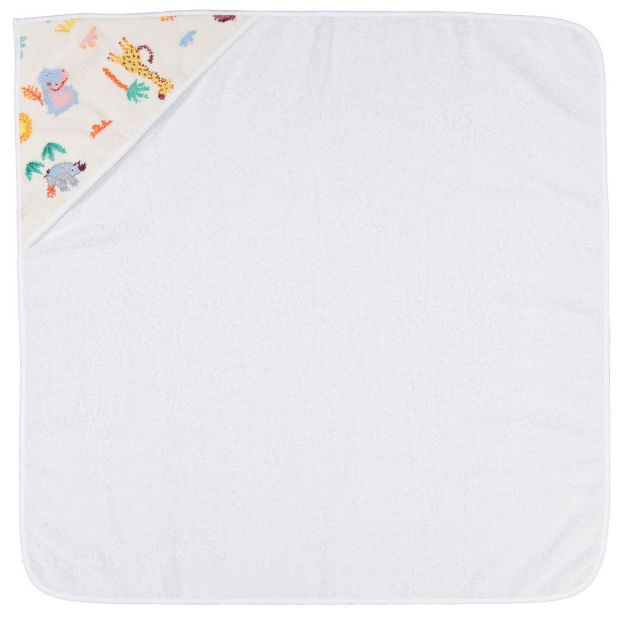 Chenilleserie Wild Safari creme mit bunten Tiermotiven  Kapuzentuch