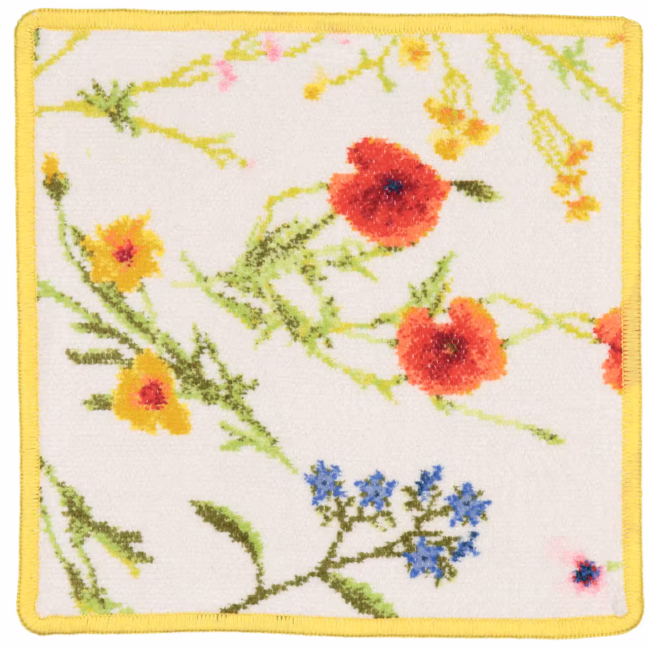 Chenilletuch Flower Meadow quadratisch gelb