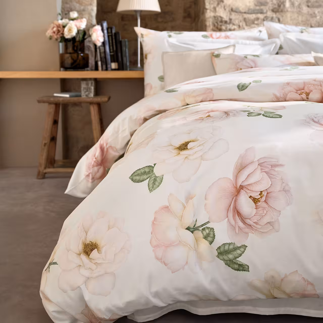 Bettwäsche, Blumenmuster, Bettset, Mehrteilig, Rosendruck, 