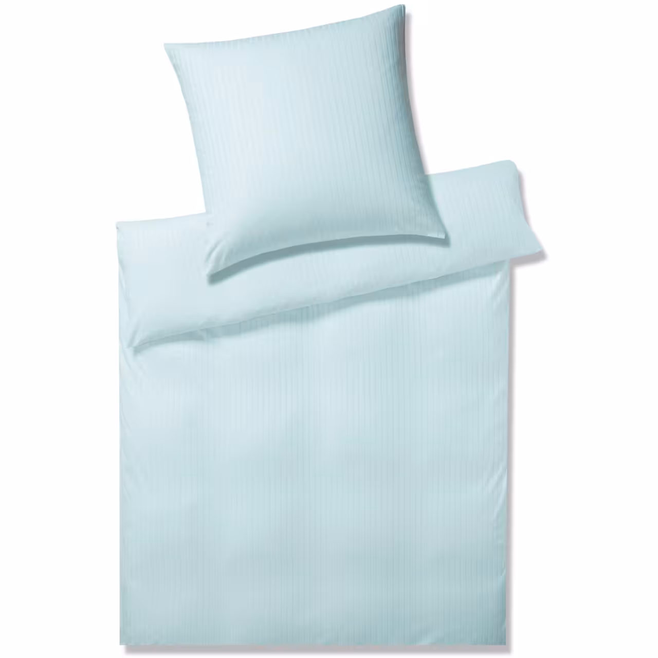 Bettwäsche Garnitur Solid Jersey mint mit Streifen Draufsicht