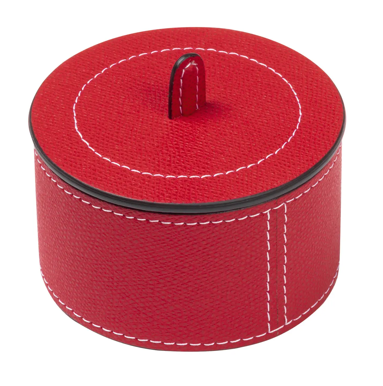 Dose aus Leder mit Deckel in rot