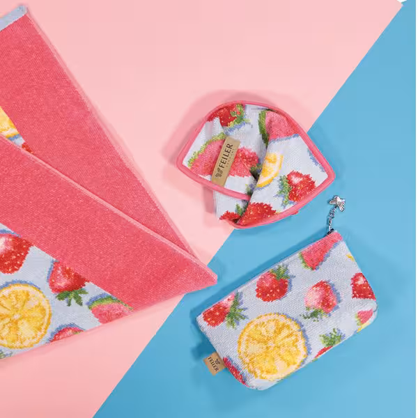 Aufbewahrungstasche, Tasche, Fruchtmuster, rosa Handtuch, Stoffset, 