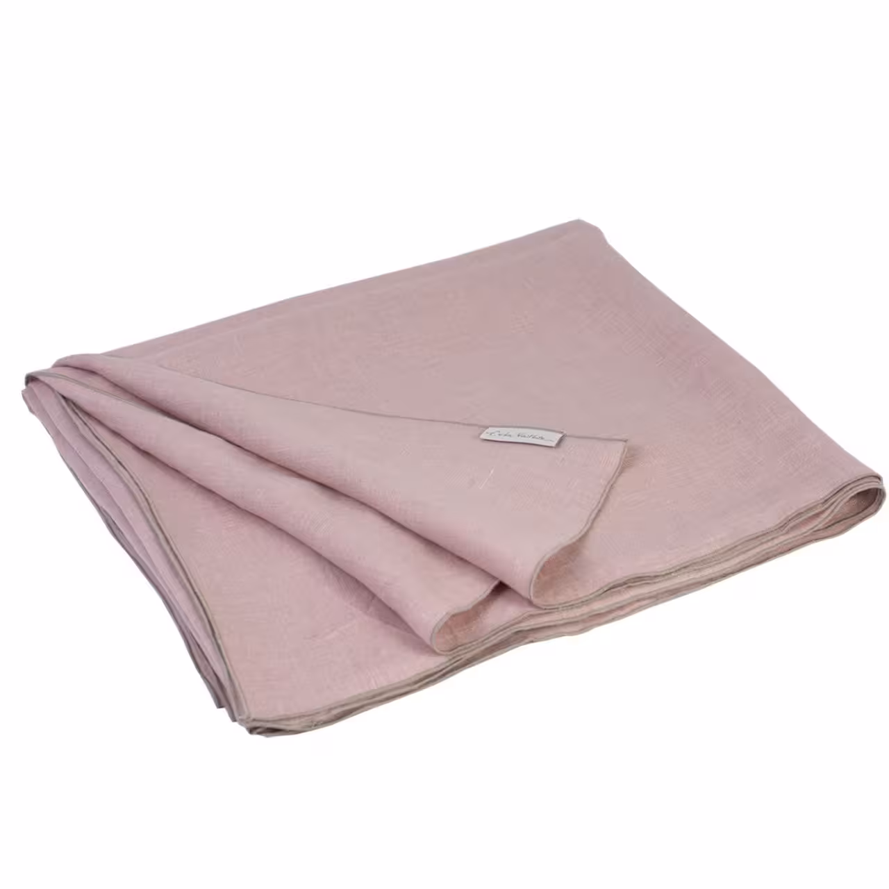 Leinenstoff rosa mit braunem Saum gefaltet