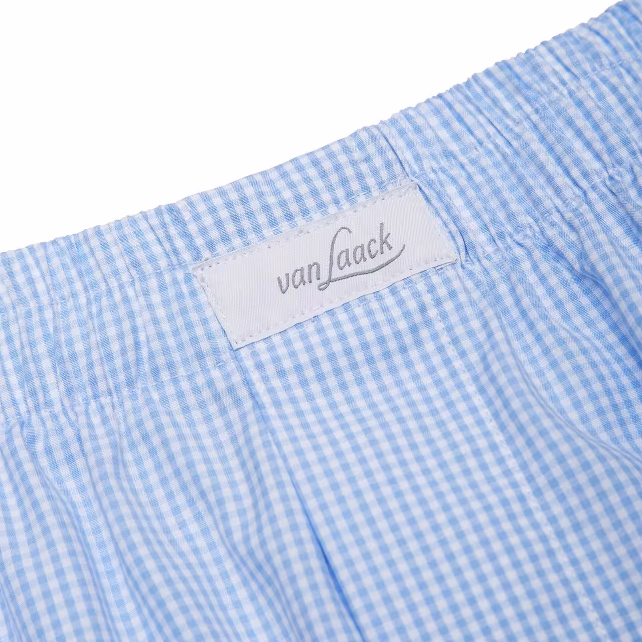 Boxershorts blau weiß kariert Detail Etikett 