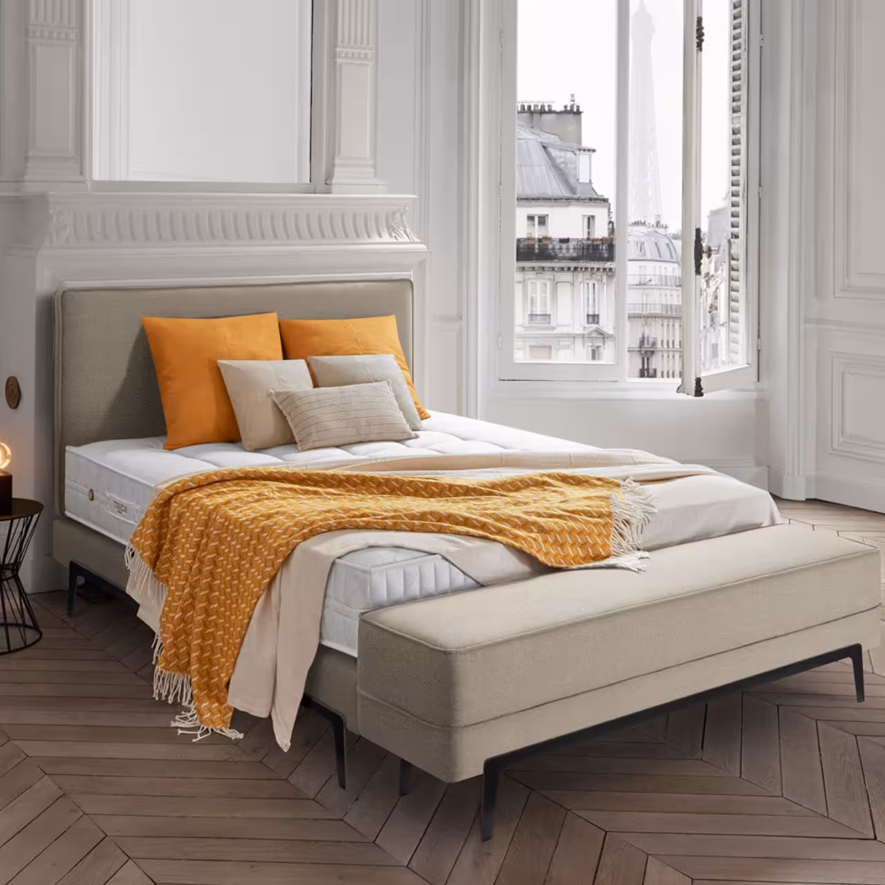 Bett Adonis beige in Schlafzimmer