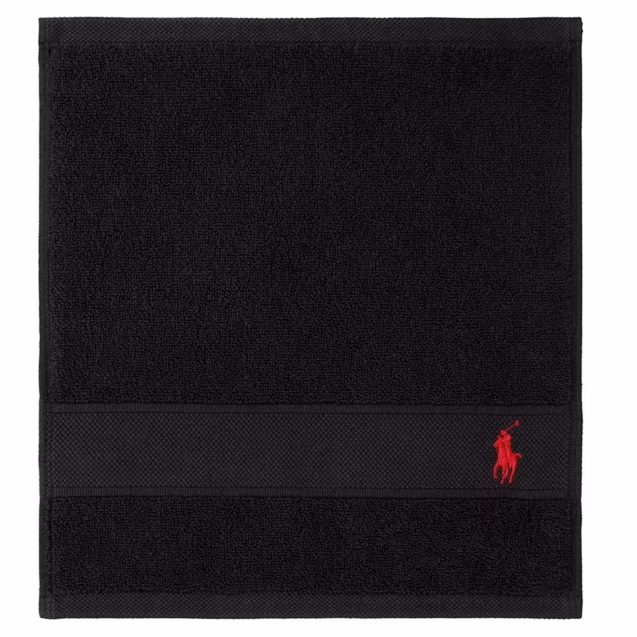 Handtuch, Baumwolle, Schwarz, Rotes Logo, 