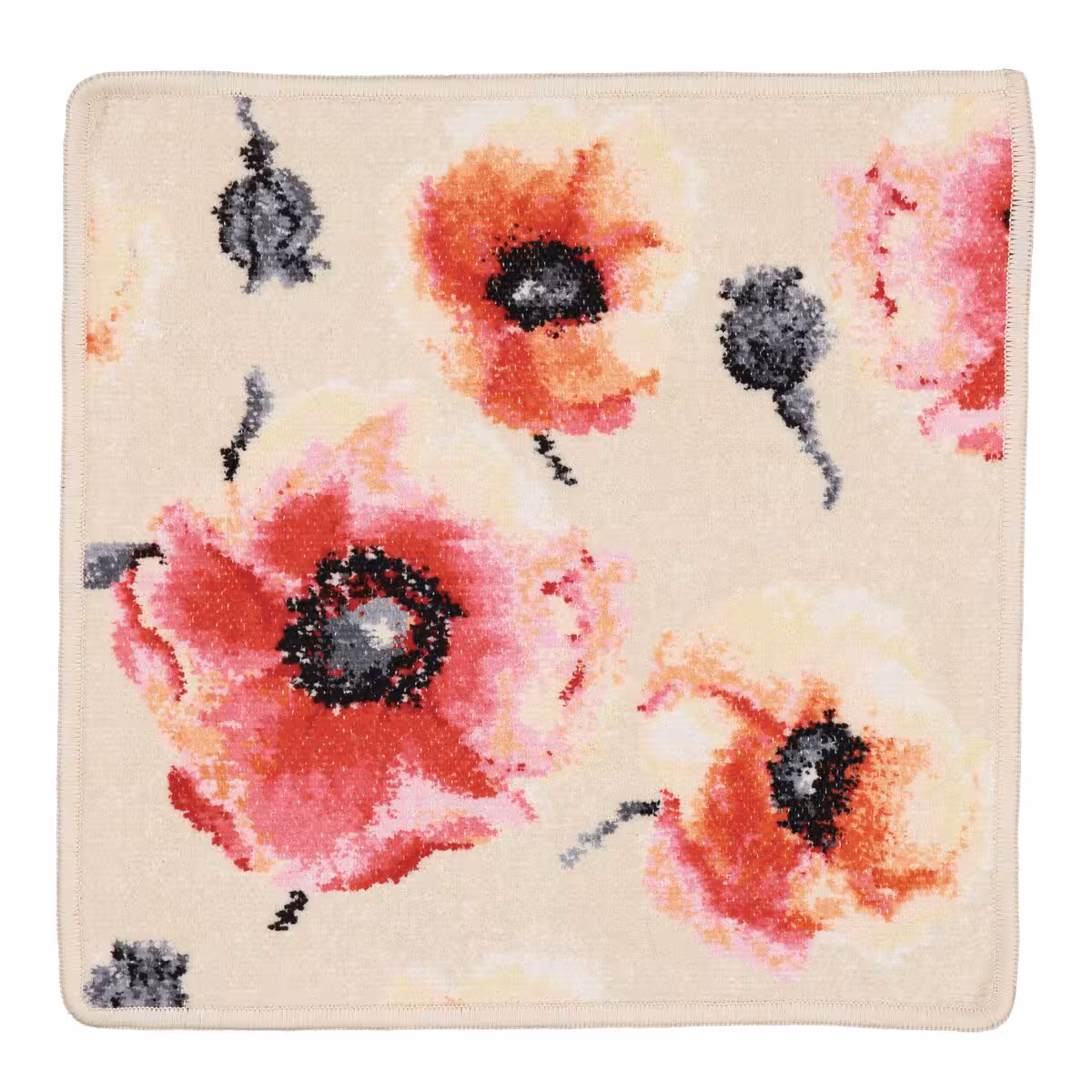 Teppich, Blumenmuster, Rosen, Samtig, Beige, 