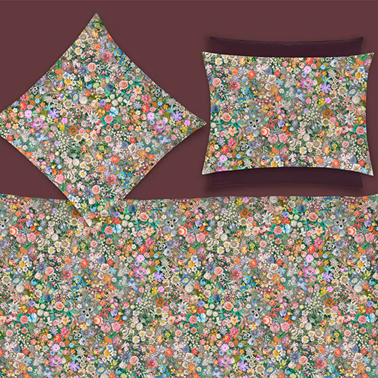 Blumenmuster, Blumendruck, Kissenbezug, Stoffmuster, bunte Blumen, 