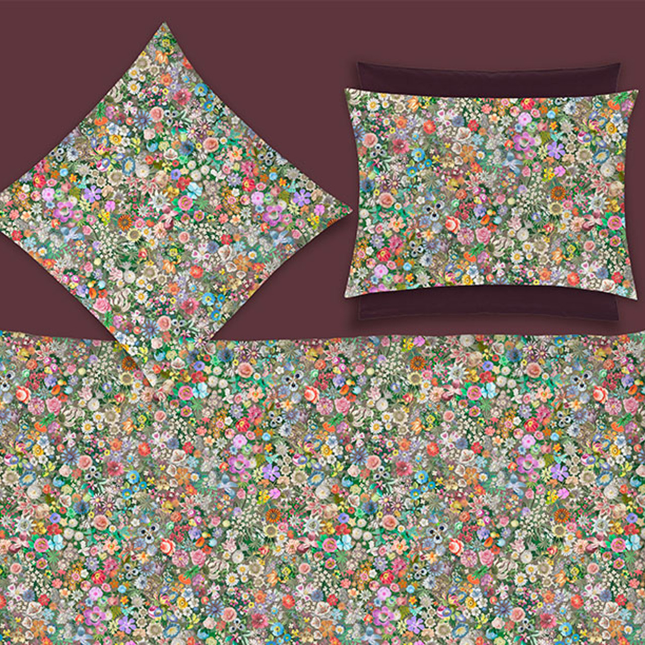 Blumenmuster, Blumendruck, Kissenbezug, Stoffmuster, bunte Blumen, 