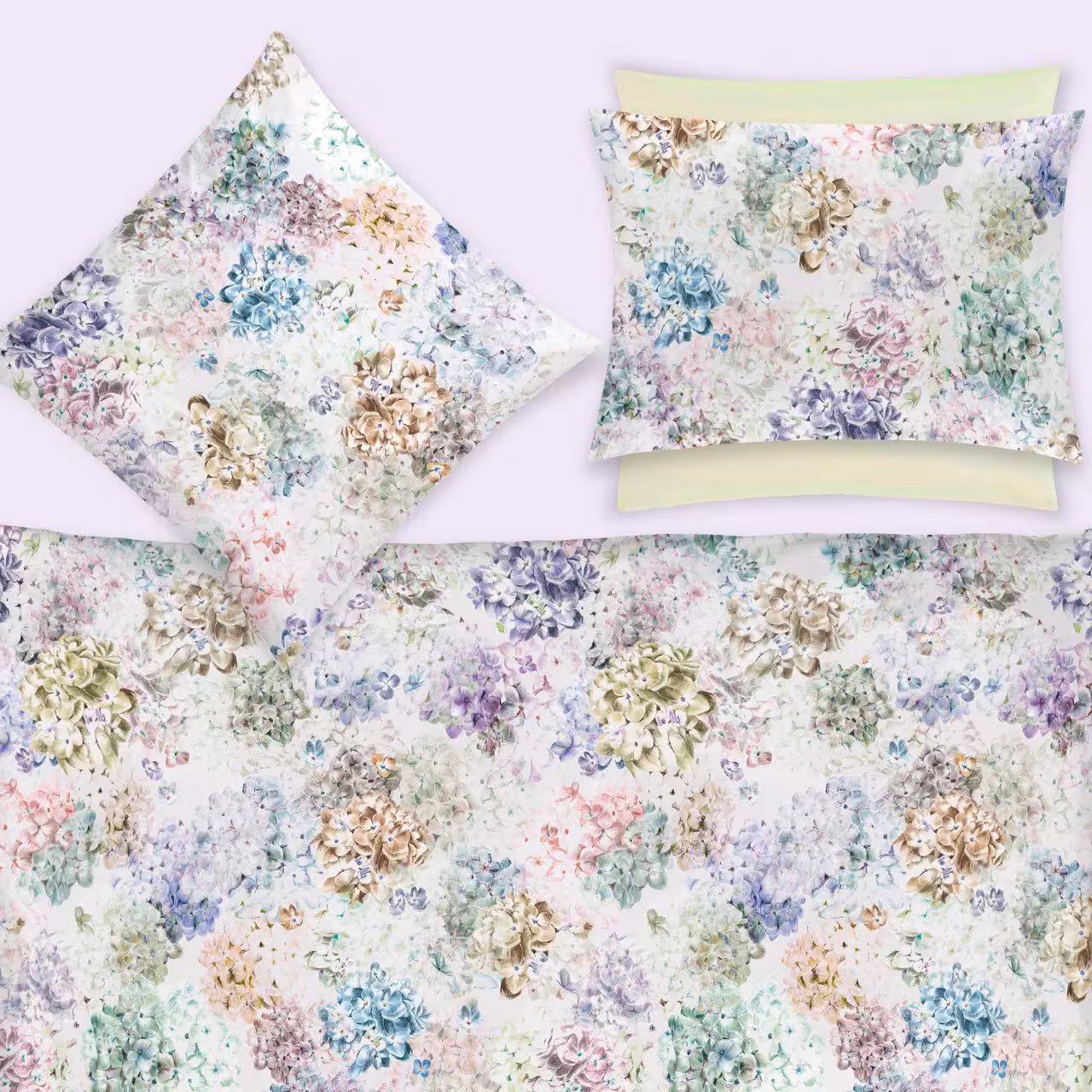 bettwäsche, kissenbezug, blumendruck, hydrangea pattern, bed linen set, Bettwäsche Arabella von Christian Fischbacher - Garnitur