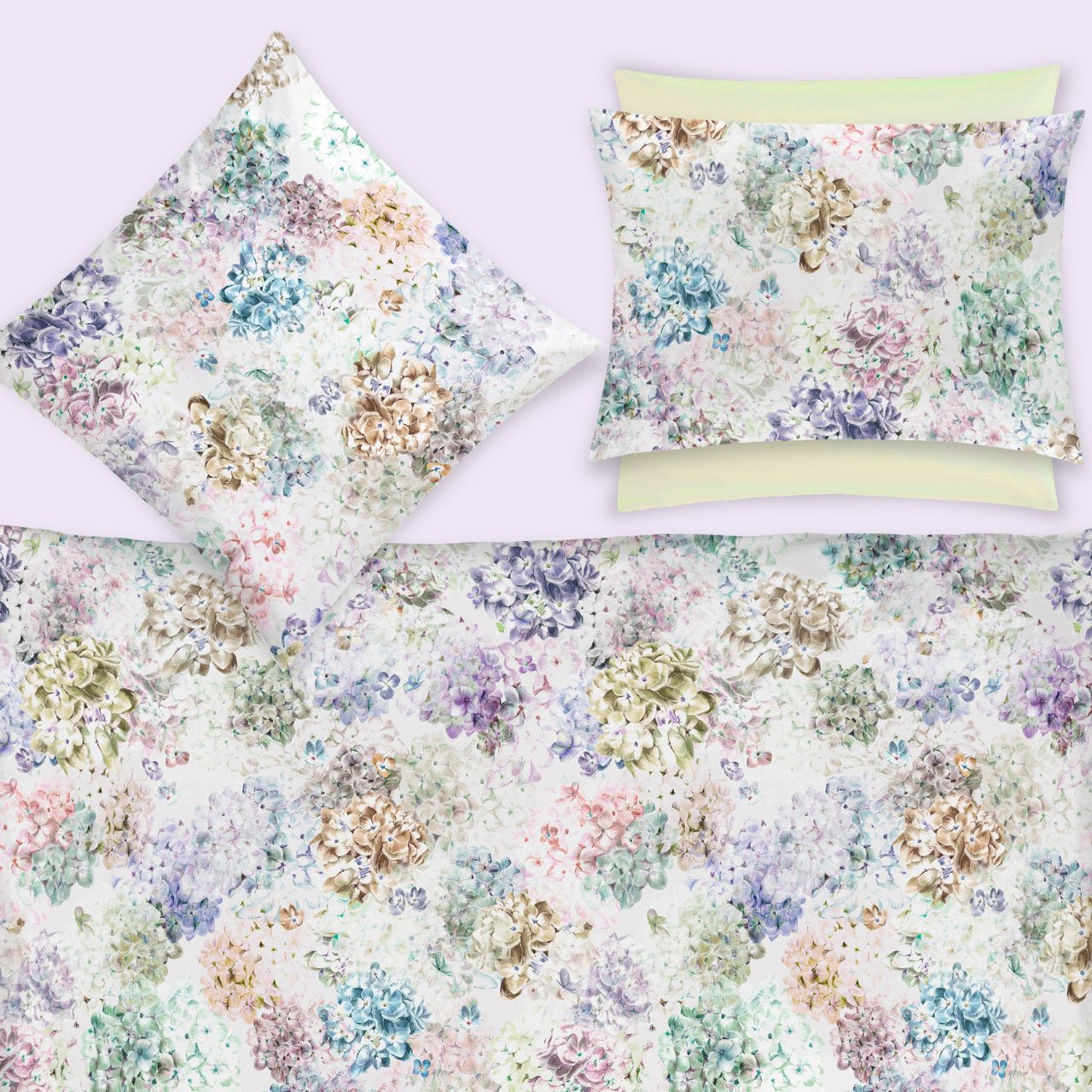 bettwäsche, kissenbezug, blumendruck, hydrangea pattern, bed linen set, Bettwäsche Arabella von Christian Fischbacher - Garnitur