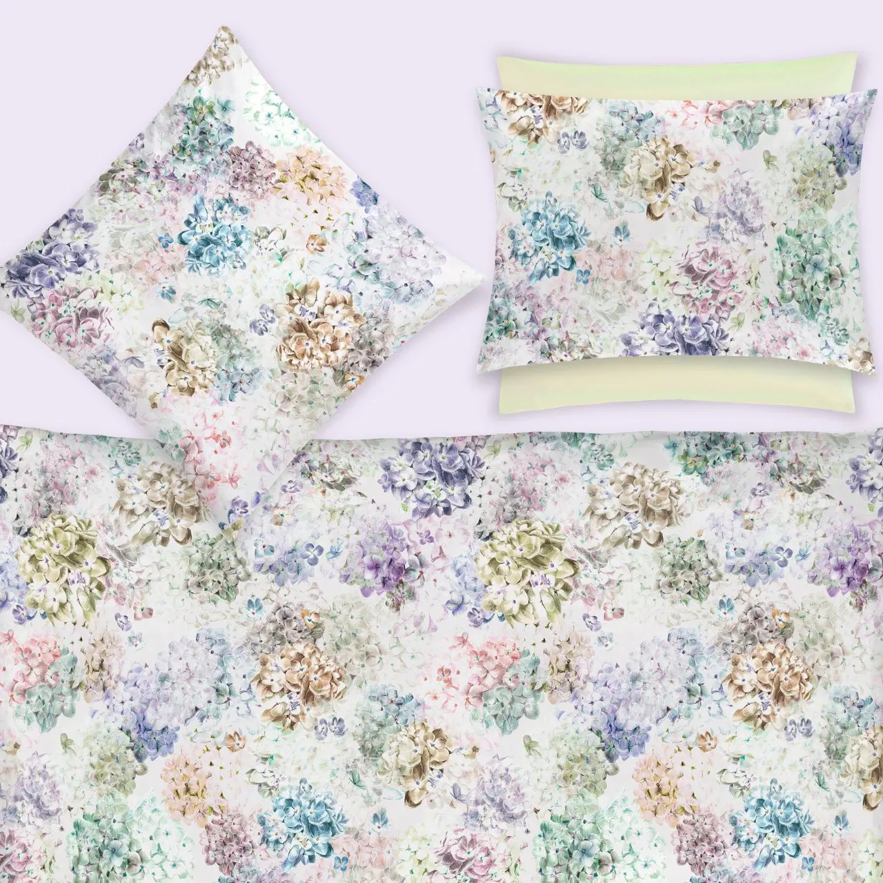 bettwäsche, kissenbezug, blumendruck, hydrangea pattern, bed linen set, Bettwäsche Arabella von Christian Fischbacher - Garnitur