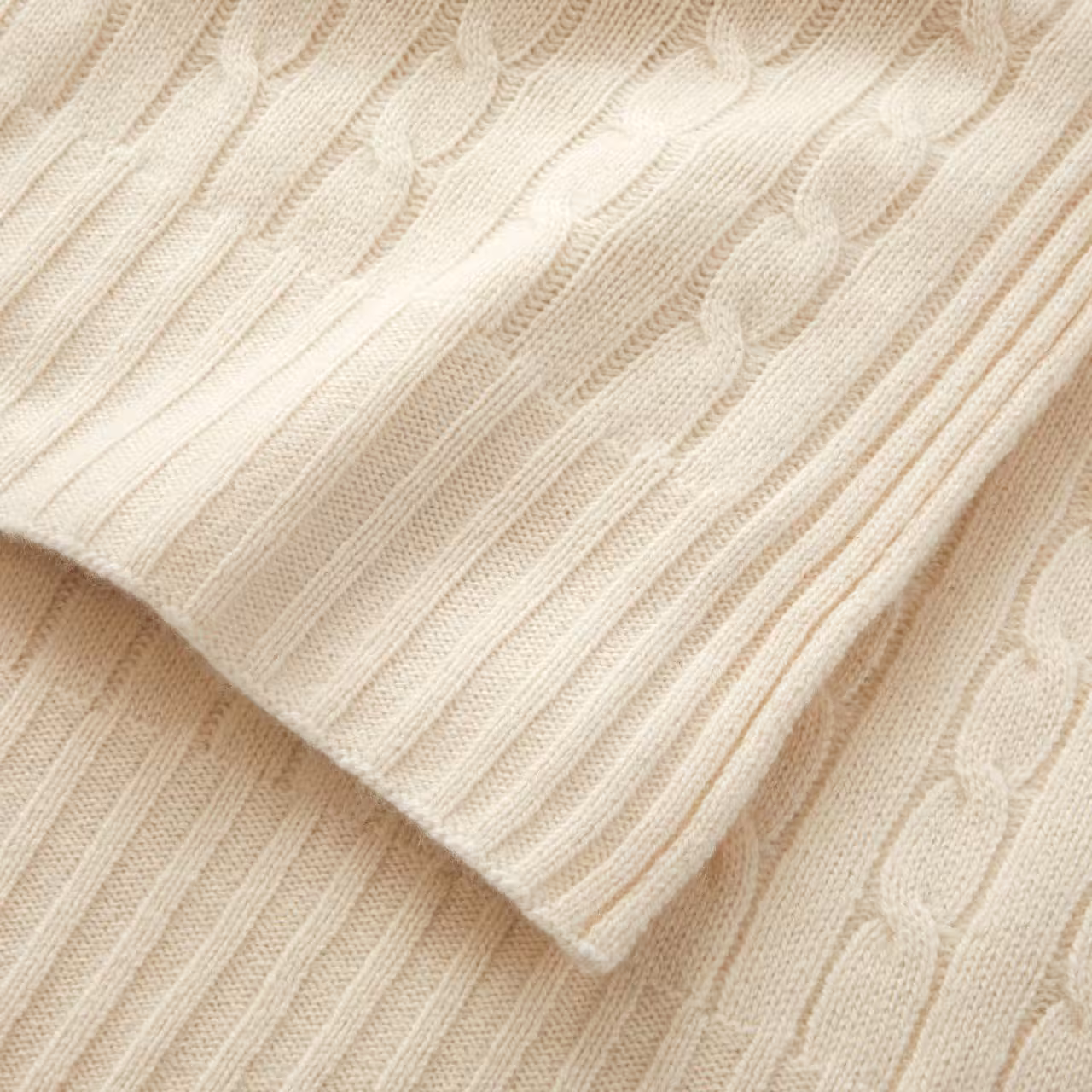 Wolle, Strick, Pullover, cremefarben, Kabelstrick, 