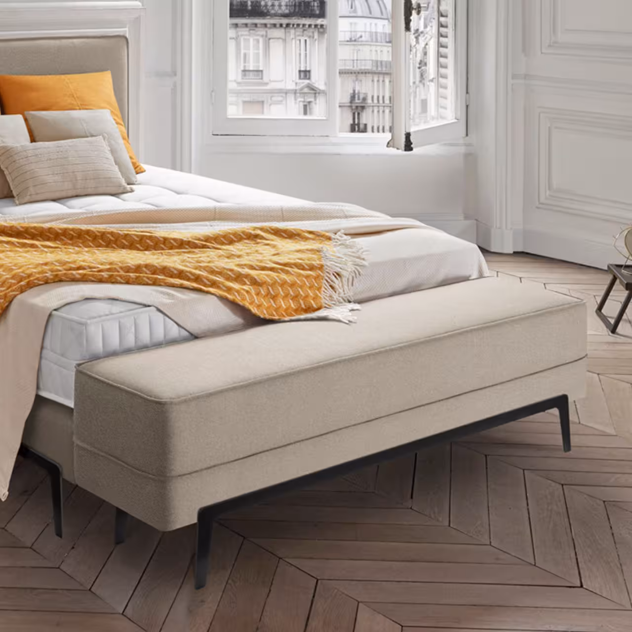 Bett Adonis beige in Schlafzimmer