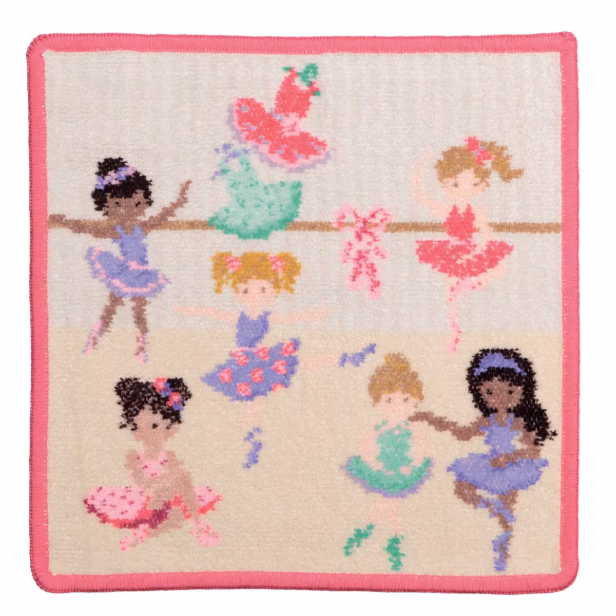 Chenilletuch Ballerina quadratisch  creme mit Motiv Draufsicht