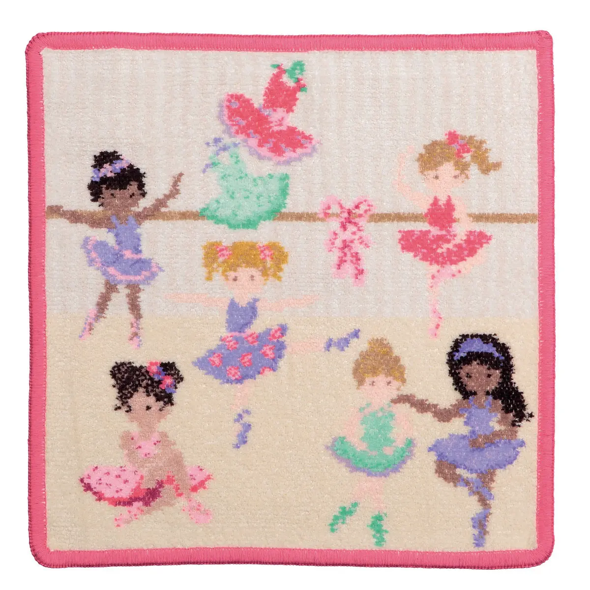 Chenilletuch Ballerina quadratisch  creme mit Motiv Draufsicht