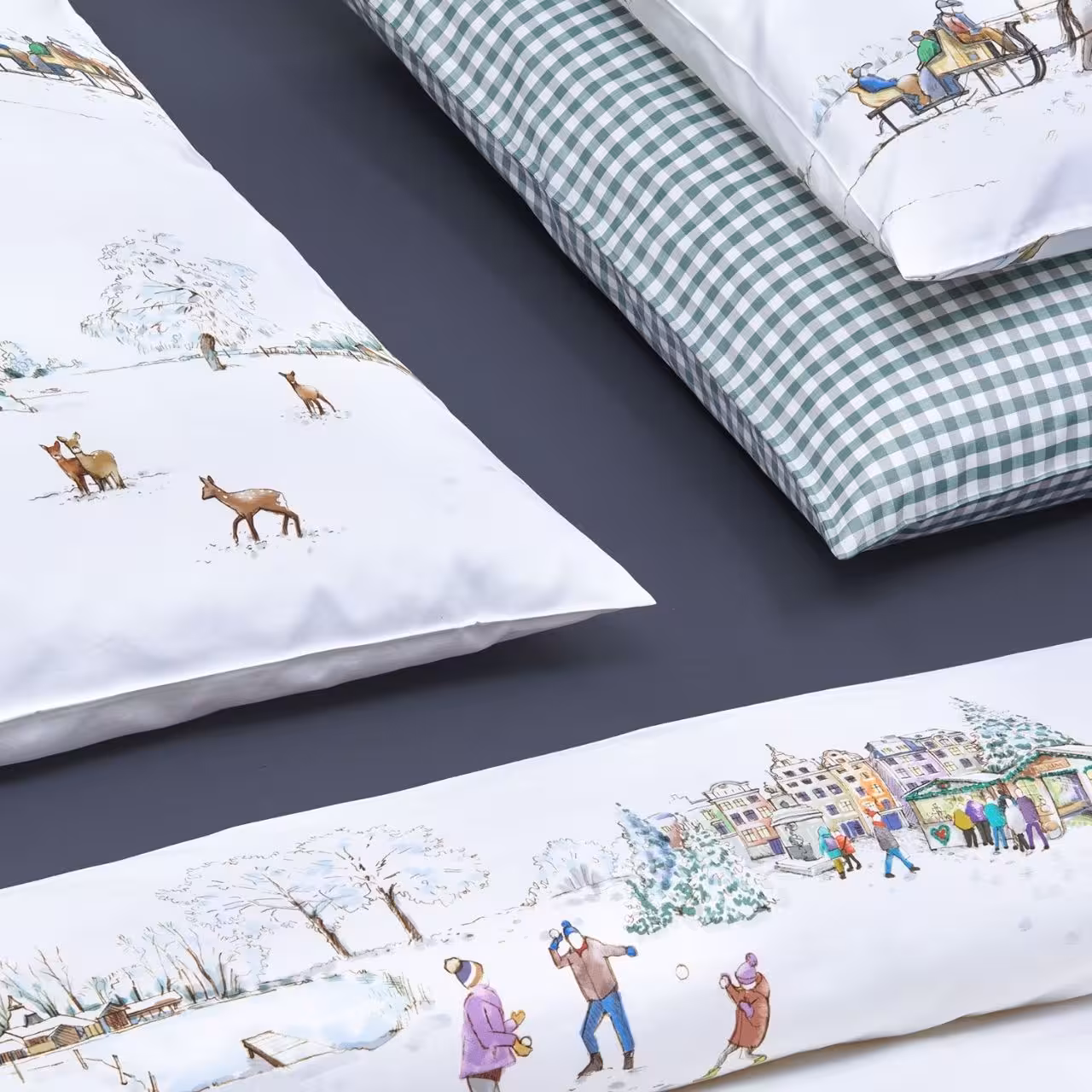Bettwäsche Winterwonderland weiß Detailaufnahme