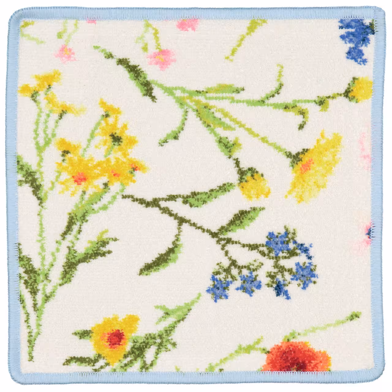 Chenilletuch Flower Meadow quadratisch blau 